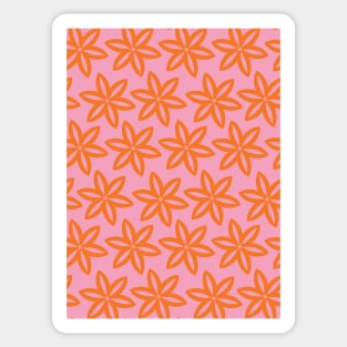 Geometrical Botanical Orange Flowers Sticker